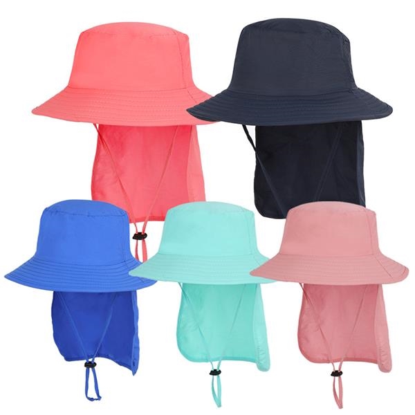 Unisex Kids Sun Bucket Hat W/ Neck Flap